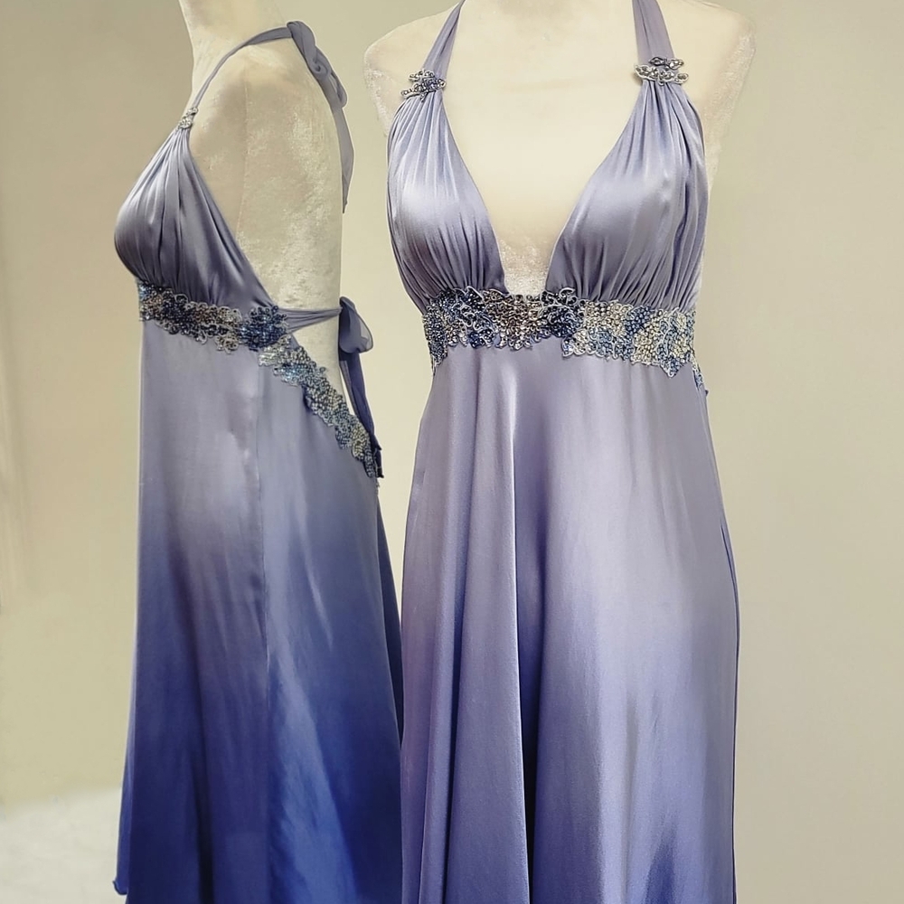 Elegant Blue Halter Dress